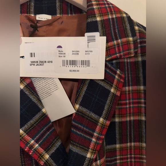 Gucci Wool Blend Sport Jacket Red/Blue Plaid Cocktail Attire Men’s Size 50L - Picture 6 of 10